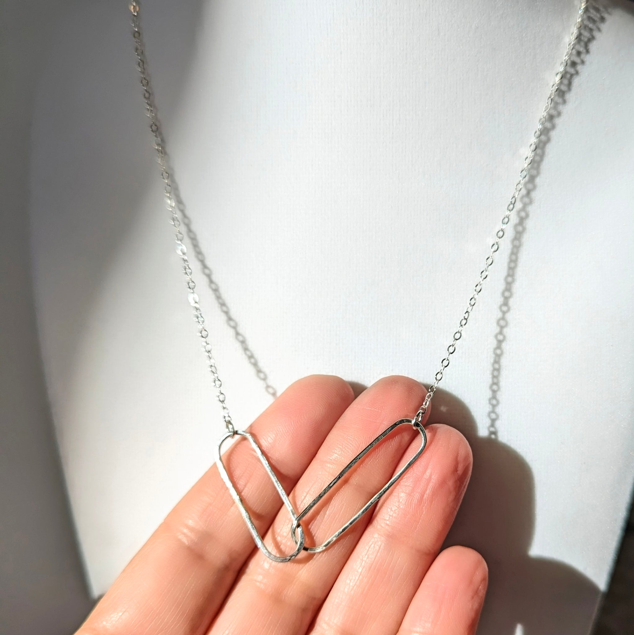 Sterling Silver Two Links Minimalist Necklace