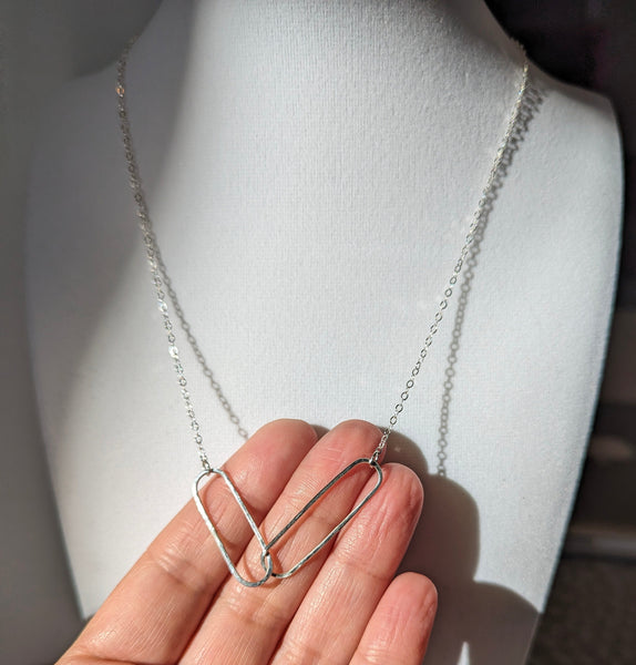 Sterling Silver Two Links Minimalist Necklace