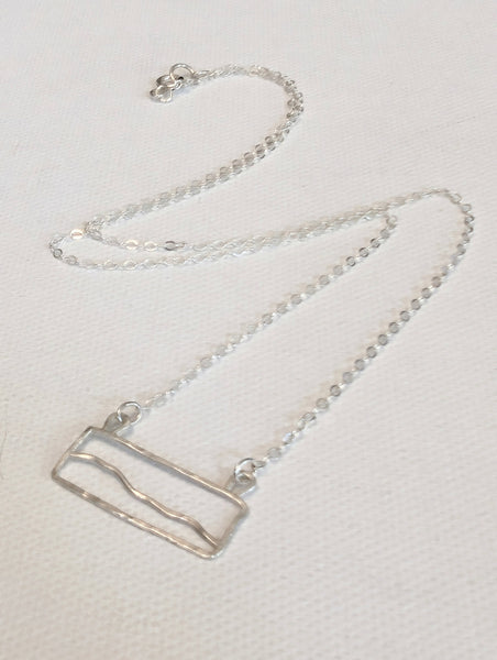 Sterling Silver Minimalist Beach Scene Outline Necklace