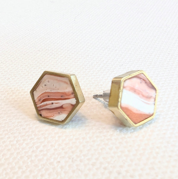 Hexagon Stud Earrings