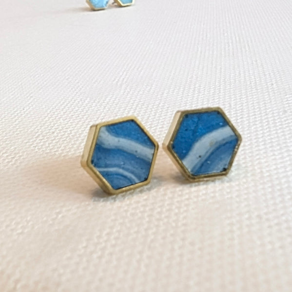 Hexagon Stud Earrings