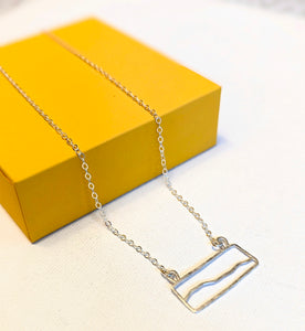 Sterling Silver Minimalist Beach Scene Outline Necklace