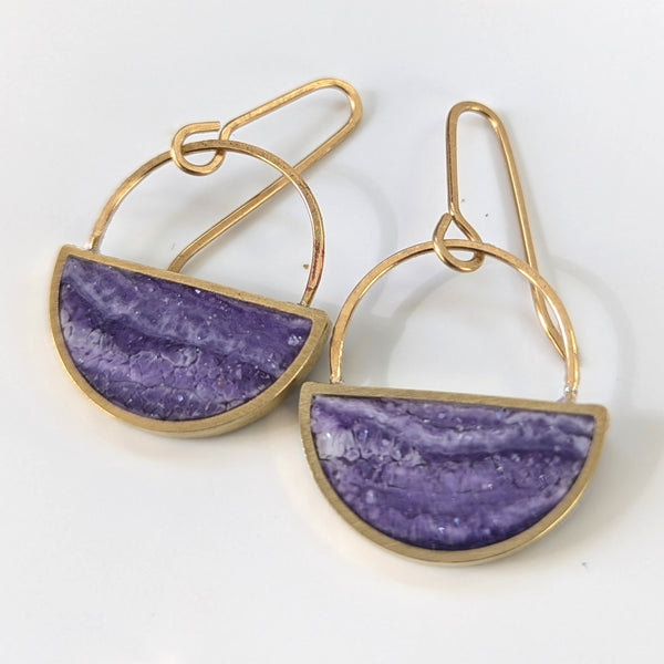 Dangle Earrings - Brass Half Circle Dangle Earrings