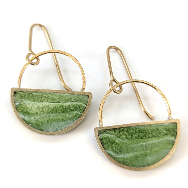 Dangle Earrings - Brass Half Circle Dangle Earrings