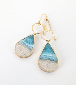 Beach Teardrop Dangle Earrings - Turquoise Jeweler's Brass