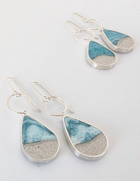 Beach Teardrop Dangle Sterling Silver Earrings