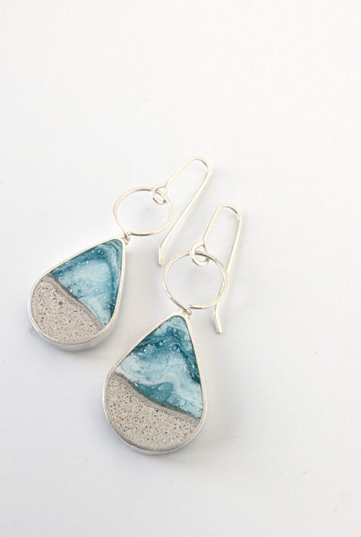 Beach Teardrop Dangle Sterling Silver Earrings