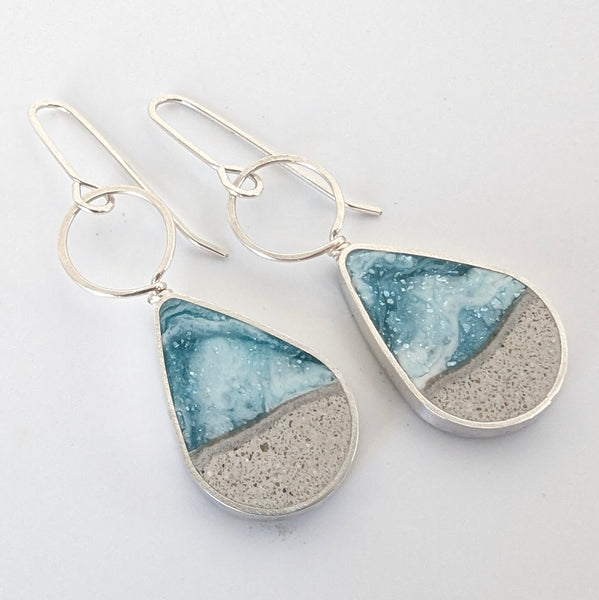 Beach Teardrop Dangle Sterling Silver Earrings