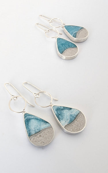 Beach Teardrop Dangle Sterling Silver Earrings