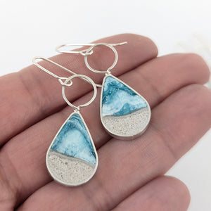 Beach Teardrop Dangle Sterling Silver Earrings