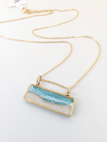 Mini Beach Scene Brass and Resin Necklace