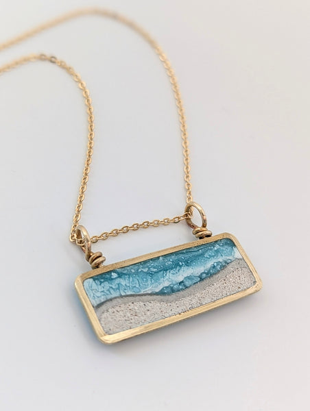 Mini Beach Scene Brass and Resin Necklace