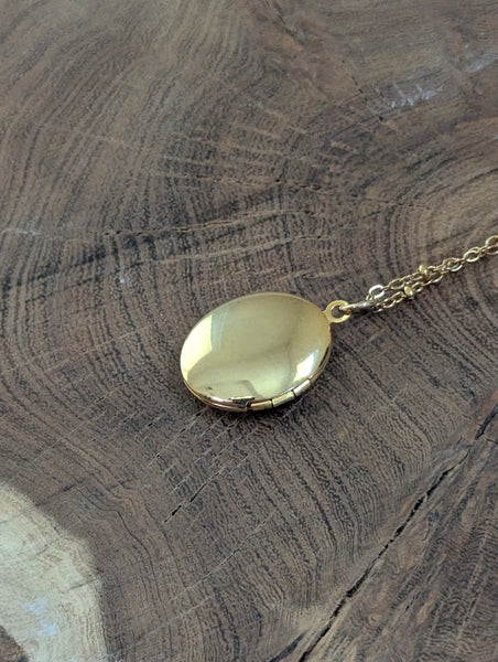 Hand Painted Landscape Locket – Gold-Plated with Clear Enamel