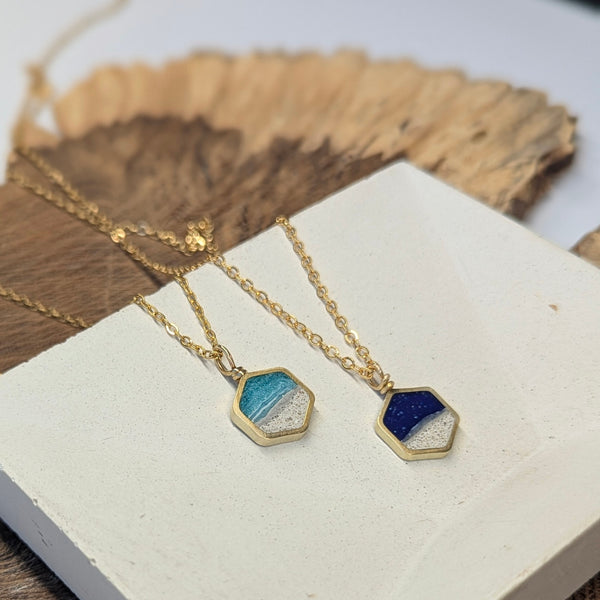 The Coast Necklace, Beach Dunes Brass Hexagon Necklace