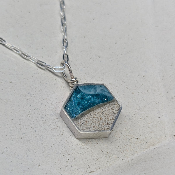 The Coast Necklace, Beach Dunes Sterling Silver Hexagon Necklace