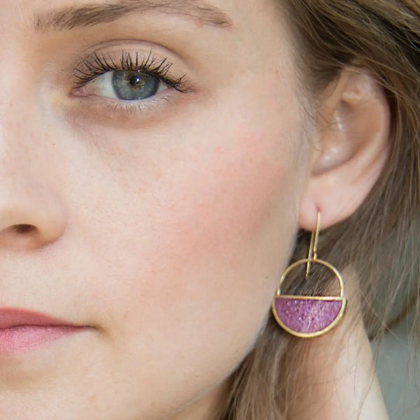 Dangle Earrings - Brass Half Circle Dangle Earrings