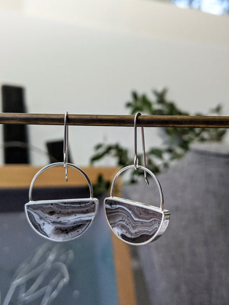 Pietra Gray Half Circle Sterling Silver Earrings