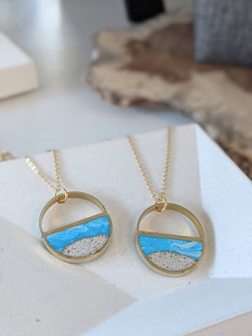 Half Moon Beach Scene Necklaces