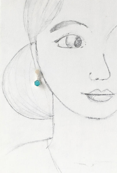 Cloud Blue Circle Sterling Silver Dangle/Post Earrings