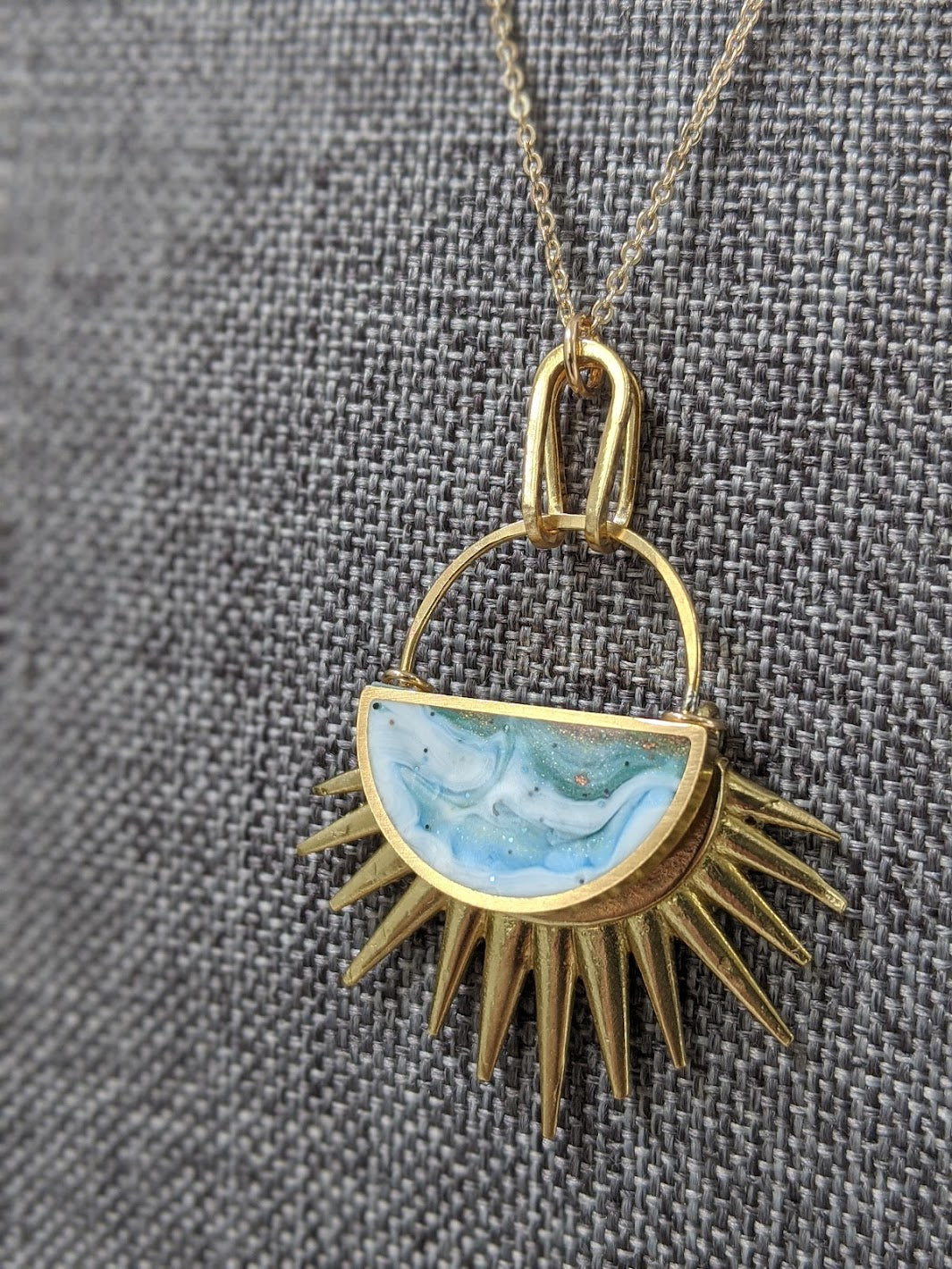 Full of Hope -  Half Moon Brass and Eco-resin Necklace