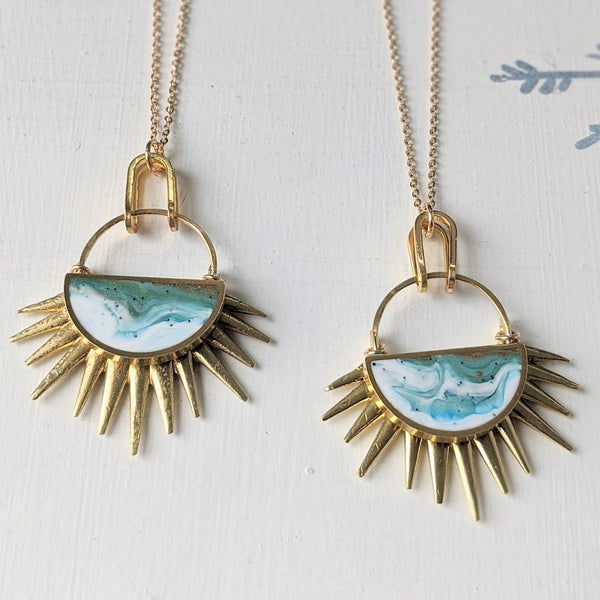 Full of Hope -  Half Moon Brass and Eco-resin Necklace