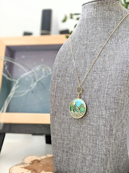 Seaside and Mountains Landscape Necklace