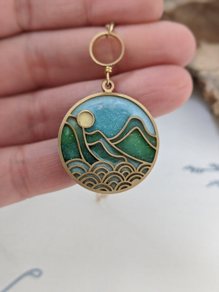 Seaside and Mountains Landscape Necklace