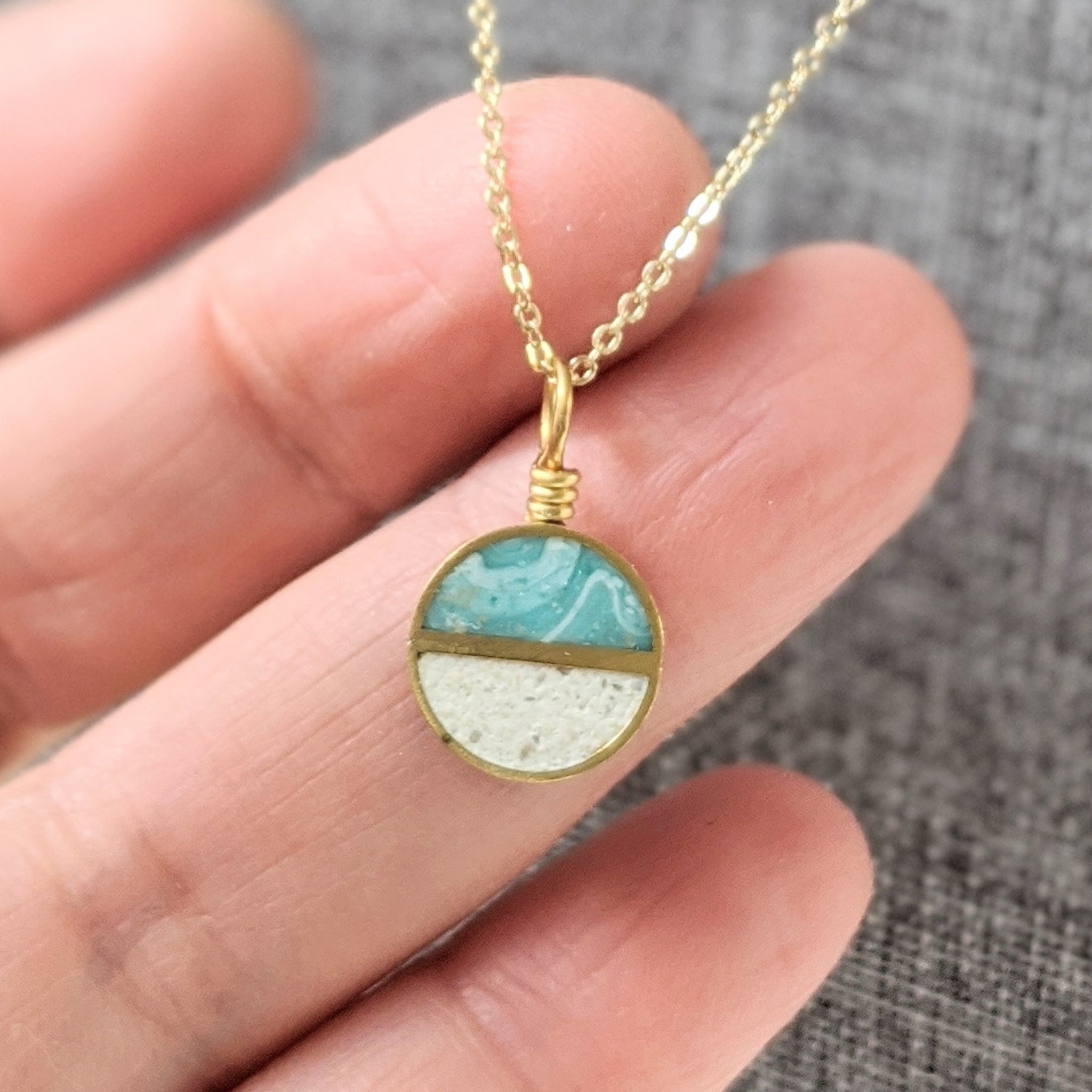 Dainty Half Circle Beach Necklace, Real Sand Jewelry