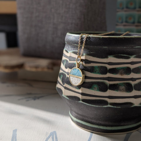 Dainty Half Circle Beach Necklace, Real Sand Jewelry