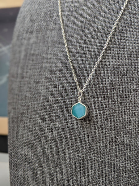 Dainty Sterling Silver Hexagon Necklace