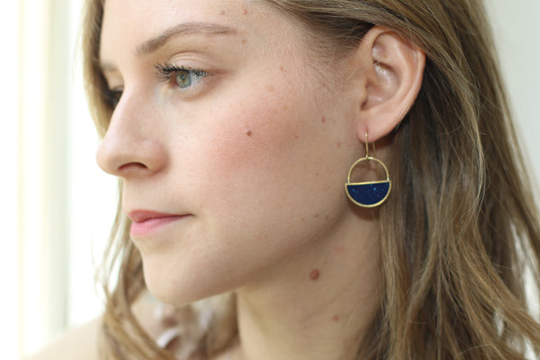 Dangle Earrings - Brass Half Circle Dangle Earrings