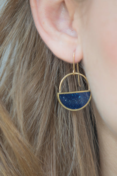 Dangle Earrings - Brass Half Circle Dangle Earrings