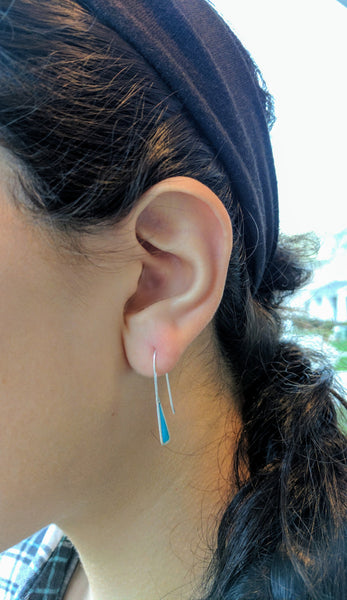 Silver Earrings Resin Triangle