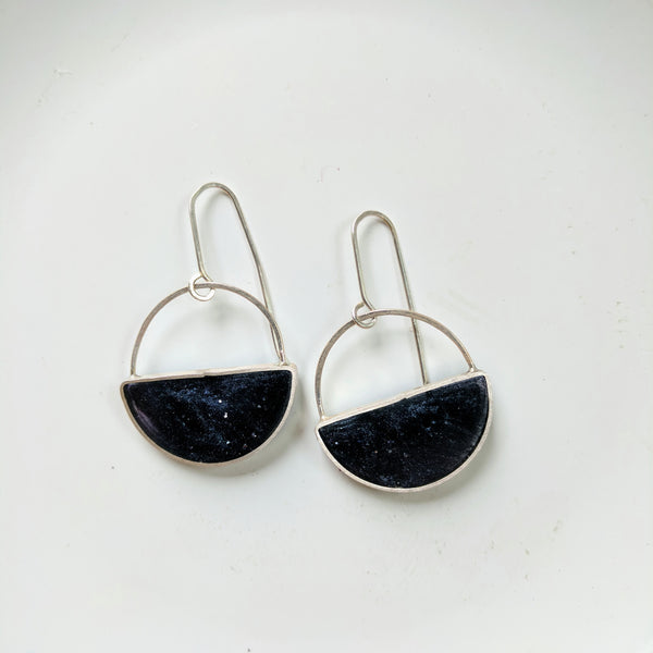 Half Moon Silver Dangle Earrings