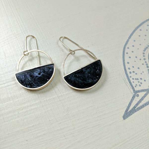 Half Moon Silver Dangle Earrings