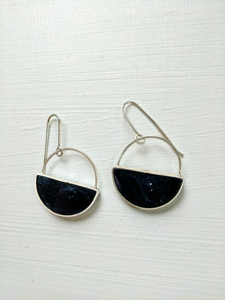 Half Moon Silver Dangle Earrings