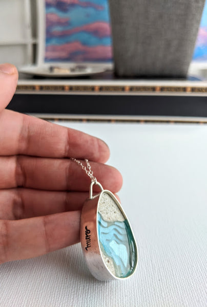 Medium Sterling Silver Drop Necklace - Mar Adentro Collection