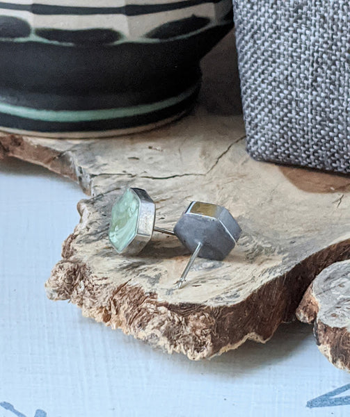 Marbled Moss Resin and Sterling Silver Studs