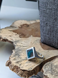 Blue and Brown Diamond Sterling Silver Ring