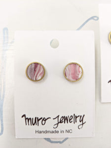 Marbled Circle Brass and Eco-resin Post Earrings