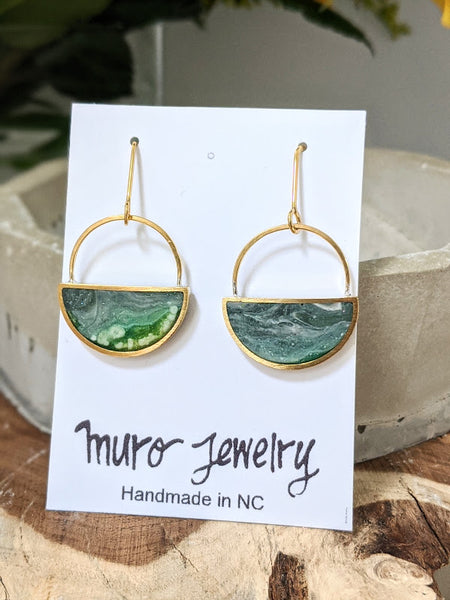 Dangle Earrings - Brass Half Circle Dangle Earrings